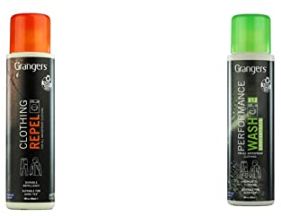 Grangers Clothing Repel | 300ml | Durable Waterproofer for all Outdoor Clothing| Water Proof Jacket Wash-In Proofer… & Grangers Performance Wash | 300ml | Cleans