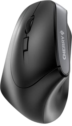 CHERRY MW 4500 LEFT, Ergonomic Vertical Mouse for Left-Handers, Wireless (2.4 GHz RF), 3-Stage Adjustable Resolution up to 1200 Dpi, Battery-Powered, Black