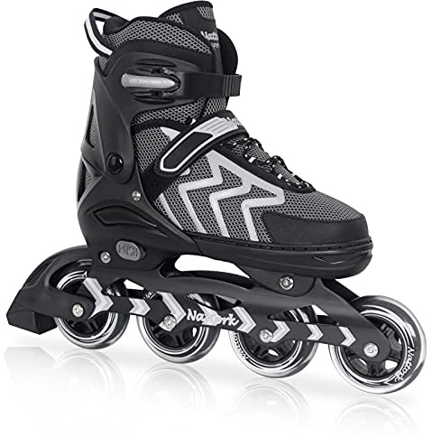 Nattork Adjustable Blades Roller Skates for Adults Women and Men,Outdoor & Indoor Black Inline Skates for Kids,Boys,Beginners,Size 8 8.5 9 9.5 10.5