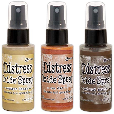 Ranger Tim Holtz Distress Oxide Sprays 3 Colors Including Antique Linen, Tea Dye and Walnut Stain, Bundle of 3 Items