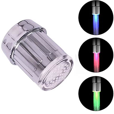 3-Color Temperature Sensitive Gradient LED Water Faucet Light Water Stream Color Changing Faucet Tap Sink Faucet for Kitchen and Bathroom