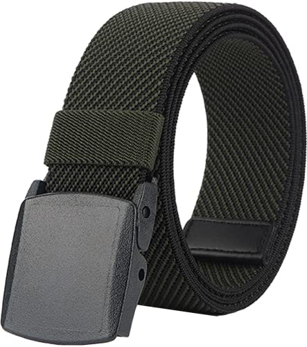LionVII Cinture da Uomo in Elastiche Tela Tessuto con Fibbia in Plastica 130cm (Verde militare)