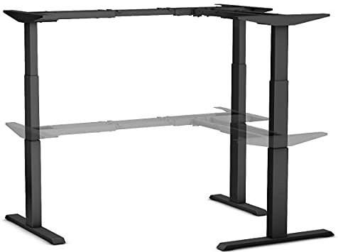 Steelforce Tischgestell für 90°-Winkelplatte elektrisch stufenlos höhenverstellbar, ohne Tischplatte, schwarz