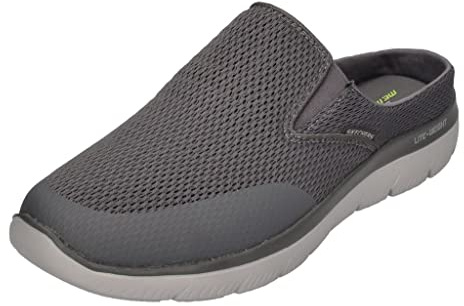 Skechers Summits Vindicator herr, herrträskor, mules, tofflor, diabilder, slip on, vardagsskor, trädgårdsskor, bredd: vanlig, avtagbar innersula, Grått, 42.5 EU