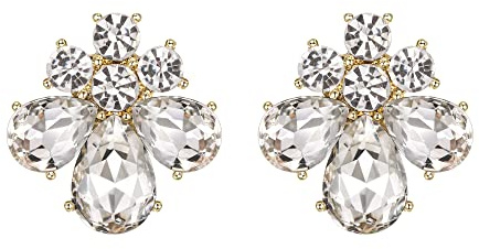 EVER FAITH Blumen Ohrstecker für Damen Mädchen Strass Kristall Hochzeits Braut Tropfen Ohrringe