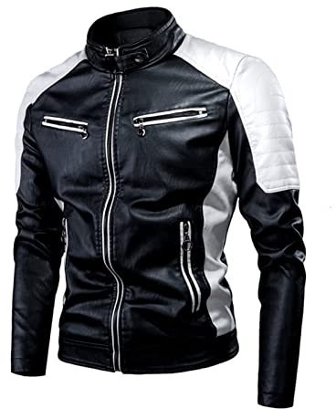 Chaqueta Protectora De Moto Motocross Para Mujeres Y Hombres, Chaqueta De Cuero Para Hombre Chaqueta De Cuero Térmica Vintage Con Cuello Alto Muchos Bolsillos Chaqueta De Moto