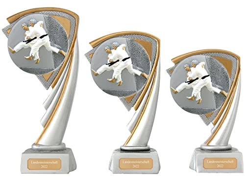 Druckspezialist Judo Pokal Pokalset CROZON Kampfsport Trophäe mit Gravur