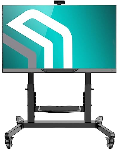 ONKRON TV Ständer rollbar für 50-100 Zoll Fernseher, max Last 130 kg, TV Wagen höhenverstellbar, neigbar, max VESA 1000x600, professioneller Fernsehständer mit Rollen, Ablage Schwarz TS1991-B