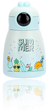 MiliPow Edelstahl Wasserflasche,Ultraleichter Vakuumbecher 550 ml – BPA-frei, auslaufsichere Thermoskanne mit Temperaturanzeige, Thermoskanne für Kinder (Blau)