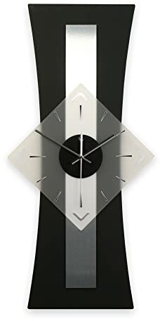 Kreative Feder Designer-WANDUHR „Silver Stripe“ in modernem Metallic-Look ohne Tickgeräusche (leises Funkuhrwerk)