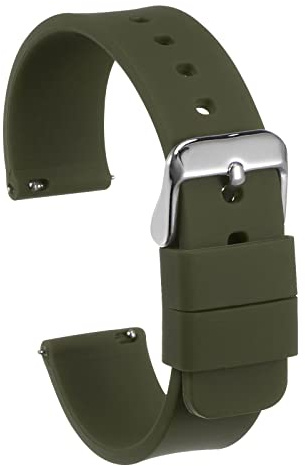 sourcing map Silikon Uhrenband 14mm Breite Schnellspanner Weich Gummi Ersatz Uhr Riemen mit Edelstahl Schnalle für Männer Frauen Grün