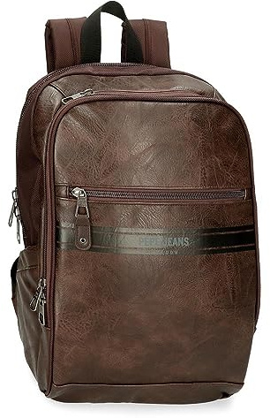 Pepe Jeans Horley Zaini poliestere e dettagli in pelle sintetica, nero, marrone, portatile