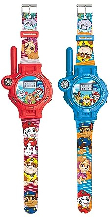 Lexibook, PAW Patrol, Walkie-Talkie-Uhren, DMWTW1PA | 2 Stück, 200 m Reichweite, Taschenlampe, Kompass, wiederaufladbar