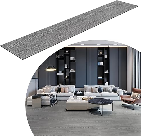 YRHome Rivestimento per pavimenti in PVC, 2,5 m², colore grigio, per pavimenti in vinile, effetto legno, 18 piastrelle, 91,44 cm x 15,24 cm x 2 mm