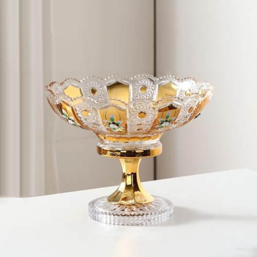 JUNYFFF Verre Cristal Corbeille À Fruits, Grande Porte-Fruits Corbeille À Fruits Design Corbeille Coupe À Fruits,A