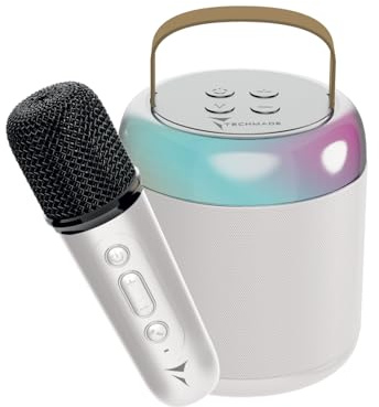 Karaoke Professionale Completo per adulti e bambini, Altoparlante Portatile con 1 Microfoni Wireless per Casa, Riunioni, Feste, Picnic, Esterni/Interni (white)