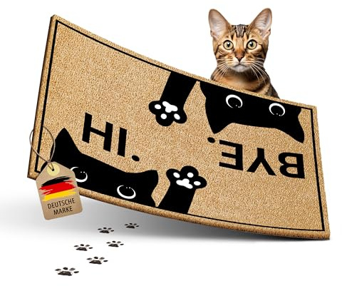 ElbFuchs® Paillasson Coco 60x40cm | Chat [Extra Durable & antidérapant] | Paillasson Chat | Tapis Coco Interieur Rigolo | Paillasson Exterieur Entree Original | Paillassons pour entrée