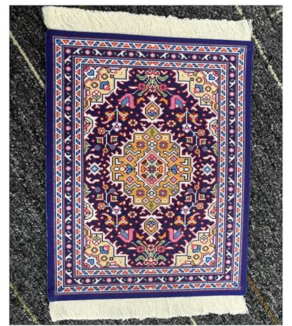 Mini Teppich Mauspad mit Quaste Oriental Persian Mouse Pad 28x18 cm | Kreative Orientteppich Muster, Perserteppich, Rutschfeste Gummibasis, Kleiner Teppich Tisch Mousepad, Matte