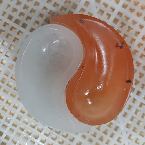 IDUTQUMW Cristal Un par de esculturas de selenita Blanca Pulida, Cuenco Yin y Yang, contenedor de Piedra de Yeso, relajación de Cristal, se Puede Utilizar para