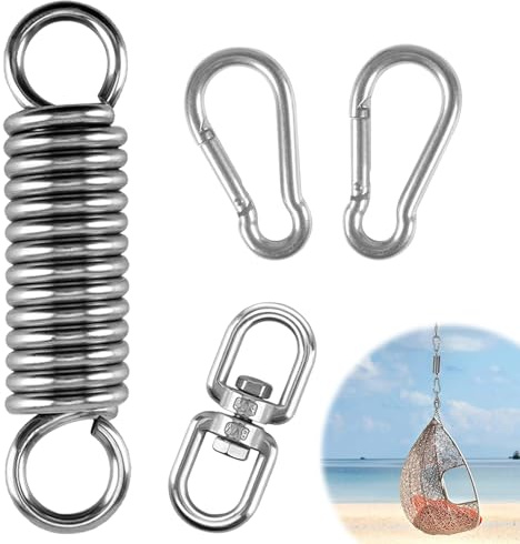 Ressort de Suspension, Ressort Oscillant en Acier à Ressort avec 2 Mousquetons et Pivot à 360° Grande Solidité et Résistance aux Intempéries pour Fixation de Fauteuils Suspendus Sac de Frappe Balançoi