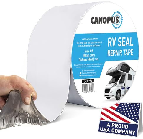 CANOPUS Butyl Klebeband 10cm x10m, Weiß, für Wohnwagen, RV, Wohnmobil,