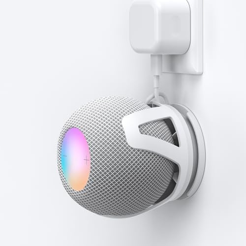 HomeMount Kabelhanteringsvägg för HomePod Mini (1 st, vit) | Självhäftande eller skruvmontering, kompakt design sparar utrymme, perfekt för kök och kontor. Fast grepp