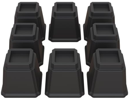 Lutown-Teen 8 Stück Möbelerhöhung, 12,7 cm Schwerlast Betterhöhung, Schwarz | Robust und Langlebig, Für Möbelerhöher, Betterhöher, Tischerhöher, Stuhlerhöher, Sofaerhöher, Stapelbar, 680 kg Tragkraft