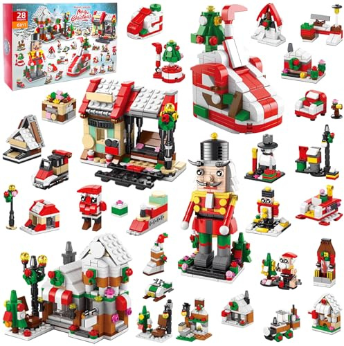 Calendrier de l'Avent,Calendrier de l'Avent de blocs,Calendrier de l'Avent Jouet Enfant,l'Avent 24 Blocs de Construction,Cadeau de Noël pour Enfants, Garçons,Filles,Cadeau Garcon 3-8 Ans Garcon