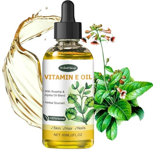 Vitamin E Oil For Skin, 100% Natural Organic Vitamin E Body Oil, Pure Vitamin E Oil For Face Hair & Scalp & Nail, Cold-Pressed Vit E Oil To Repair Dry, Damaged Skin