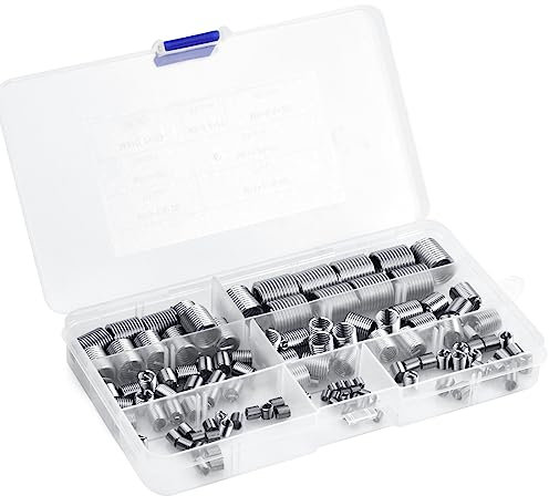 125 Piezas Reparación de Rosca de Alambre de 304 Acero Inoxidable, M3 M4 M5 M6 M8 M10 M12 Helicoil Insertos de Rosca en Espiral, Insertos Roscados, Reparación Insertos de Rosca de Helicoil Tornillo