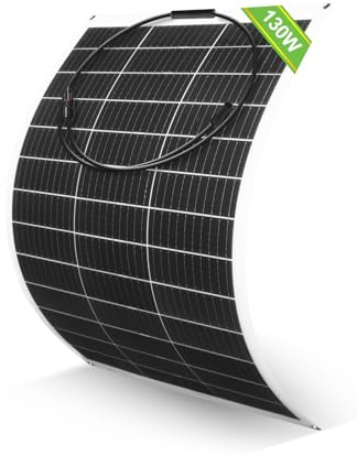 ECO-WORTHY Panel solar flexible tipo N de 130 W 18BB 12 V para autocaravana | Módulo fotovoltaico de carga semiflexible para autocaravana, furgoneta, caravana, coche, granja, barco, batería, jardín