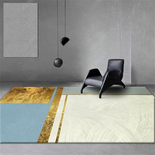 RUGMRZ Teppich Mit Muster Webteppich Blauer Teppichrand dekorative Textur Wohnzimmerteppich Außen 200X260CM