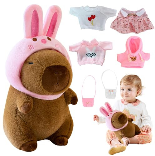 YANGUN Peluche Capybara, 23cm Capibara Peluche, Cute Realista Capybara Peluches con Atuendos, Simulación Carpincho Suave de Felpa, Regalo de Cumpleaños