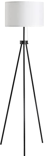 HOMCOM Lámpara de Pie Moderna Lámpara de Pie Salón con Pantalla Redonda Trípode y Casquillo E27 Lámpara para Dormitorio Sala de Estar Blanco y Negro