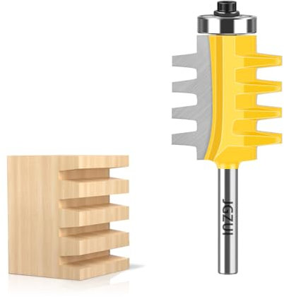 JGZUI Finger Joint Router Bit 1/4‘’ Shank, Reversible Finger Joint Glue Joint Router Bits Carbide, Woodworking Chisel Cutter for Density Boards, Solid Wood, MDF, Chipboard, Splints, Etc