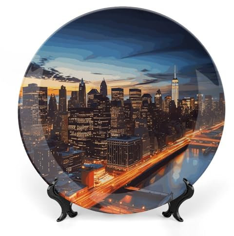 Grandes assiettes décoratives en porcelaine anglaise de 25,4 cm avec support de présentation pour cuisine, salle à manger, décoration artistique Ch