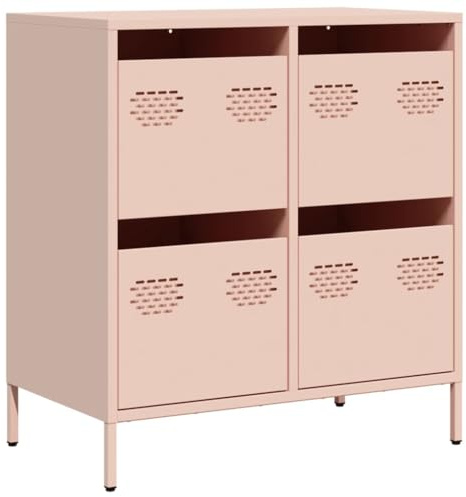 ULUYYUC Vetrinetta Soggiorno Mobile Cucina Salvaspazio Mobiletto da Esterno Mobile Basso Soggiorno - Credenza Rosa 68x39x73,5 cm in Acciaio Laminato a Freddo per Bagno Cucina Camera Da Letto Ufficio