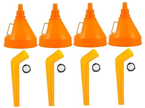 YOSADIER Lot De 4 Entonnoirs à Carburant En Plastique Abs, Entonnoir à Huile Moteur Rouge Filtre Intégré, Adapté Pour Voiture Et Moto, Usage Professionnel, Remplissage Carburant Sécurisé