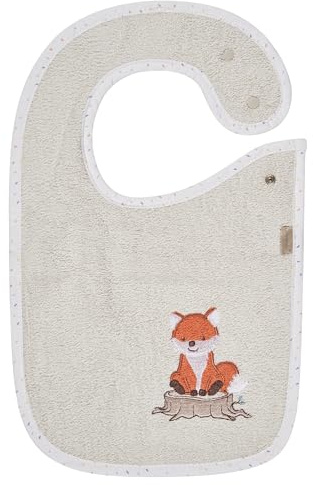 Sterntaler Lätzchen Fuchs Filou - saugfähiges Frottee (Baumwolle) mit niedlicher Stickerei - wasserundurchlässige Einlage & Druckknopfverschluss auf der Schulter - Geschenk, ab Geburt, lichtgrau