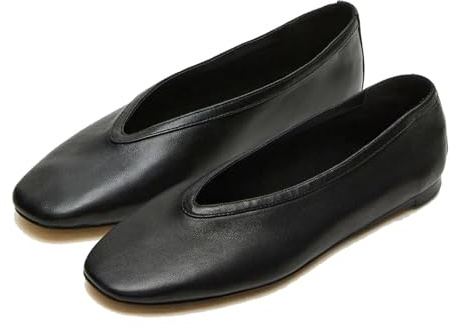 MICIFA Black Ballet Flats for Women Slip on Round Toe Ballerina Flats Comfortable Mary Jane Shoes Casual Daily Wear Working Shoes