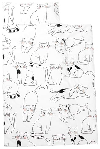 Nickerchenmatten für Vorschule Anti-Kick-Katzen-Katzenmuster Kinder Schlafsack mit Kissen ＆ Decke tragbare Kindergarten-Nickerchen für Kindertagesstätte