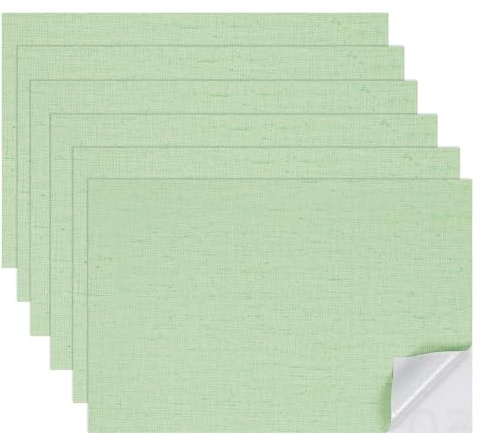 sourcing map 6 Sheets Miniature Dollhouse Wallpaper, Linen Texture Self-Adhesive PVC Flooring Wall, Mini Wall Decor for Dollhouse Sand Table Model Accessories 11.81 x 7.87 Inch (Light Green)