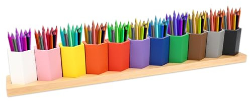 Diegimr Holz Buntstifte Halter, Stiftehalter mit 11 Bewegbaren Fächer Stiftebecher Stiftehalter Schreibtisch für Klassenzimmer Büro Zuhause Aufbewahrung | Stiftehalter mit 11 Bewegbaren Fächer Stiftebecher Stiftehalter Schreibtisch für Klassenzimmer Büro Zuhause Aufbewahrung