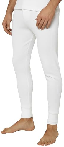 Octave® Men's Thermal Underwear Long Johns Bottoms, Ski Base Layer, Lightweight Warm Underwear Baselayer, Thermal Leggings Men, Winter Thermals for Men, Mens Thermal Trousers (Large, White)
