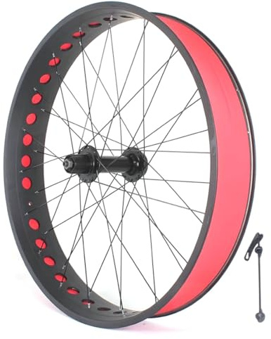 QHYRZE 26 X 4,0–4,9'' Fatbike Vorderrad Hinterrad Schnee E-Bike Laufradsatz Doppellagige Felge 36H Scheibenbremsnabe Schnellspanner Fahrradrad 135mm/190mm Für 7-12s Kassette(Rear)