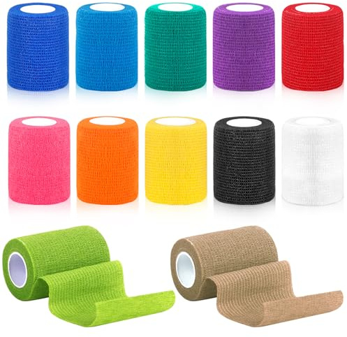 CIOXSOIO 12 st självhäftande bandage, 7,5 cm x 4,5 m, sammanhängande bandage, elastiskt bandage, kinesiologiband, för veterinärer, stukningar, sportankare ankel
