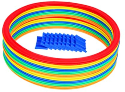 DuskHaven Hüpfkästchen Spiel, Hüpfkästchen Hoops, Sprungring, Fitnessgerät Aus Rutschfestem, Flexiblem, Geeignet für Kinder Im Freien, 42cm 10 Ringe