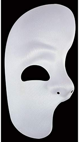 WIDMANN Maschera Mezzo Viso Phantom per Adulti, Bianco, Taglia Unica, VD-WDM6430P