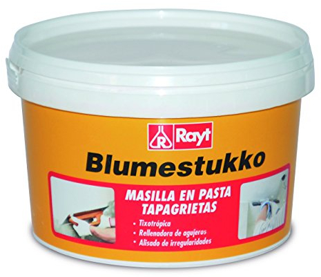 Rayt 305-81 Blumestukko Masilla en pasta tapagrietas, a base de resinas sintéticas. Rellenadora de agujeros y emplastecido de paredes, madera, cemento, yeso. Alisado de irregularidades. Interior750 gr