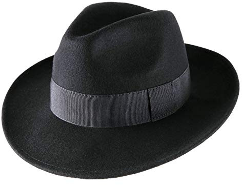 Classic Italy - Chapeau Fedora Pliable, imperméable, Feutre Homme ou Femme Fedora - Taille 52 cm - Noir